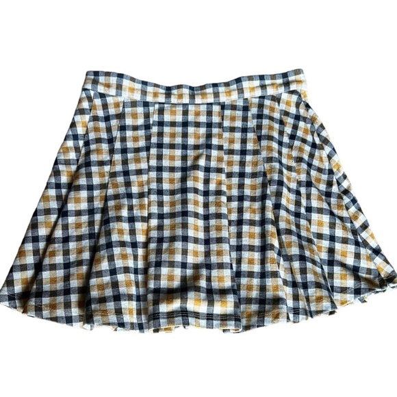 Free People Plaid yellow/black/white size 12 pleated - Picture 2 of 10